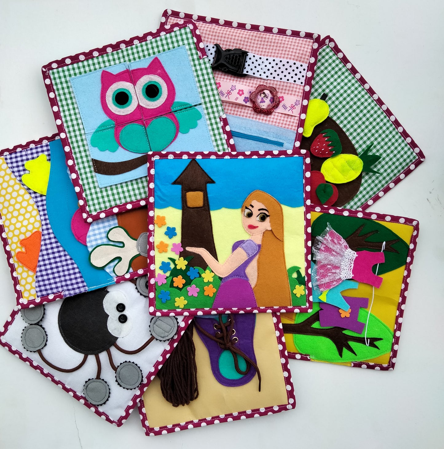 12- active page Montessori Felt Quite Books - Interactive Toddler Activity Book for Travel and Learning