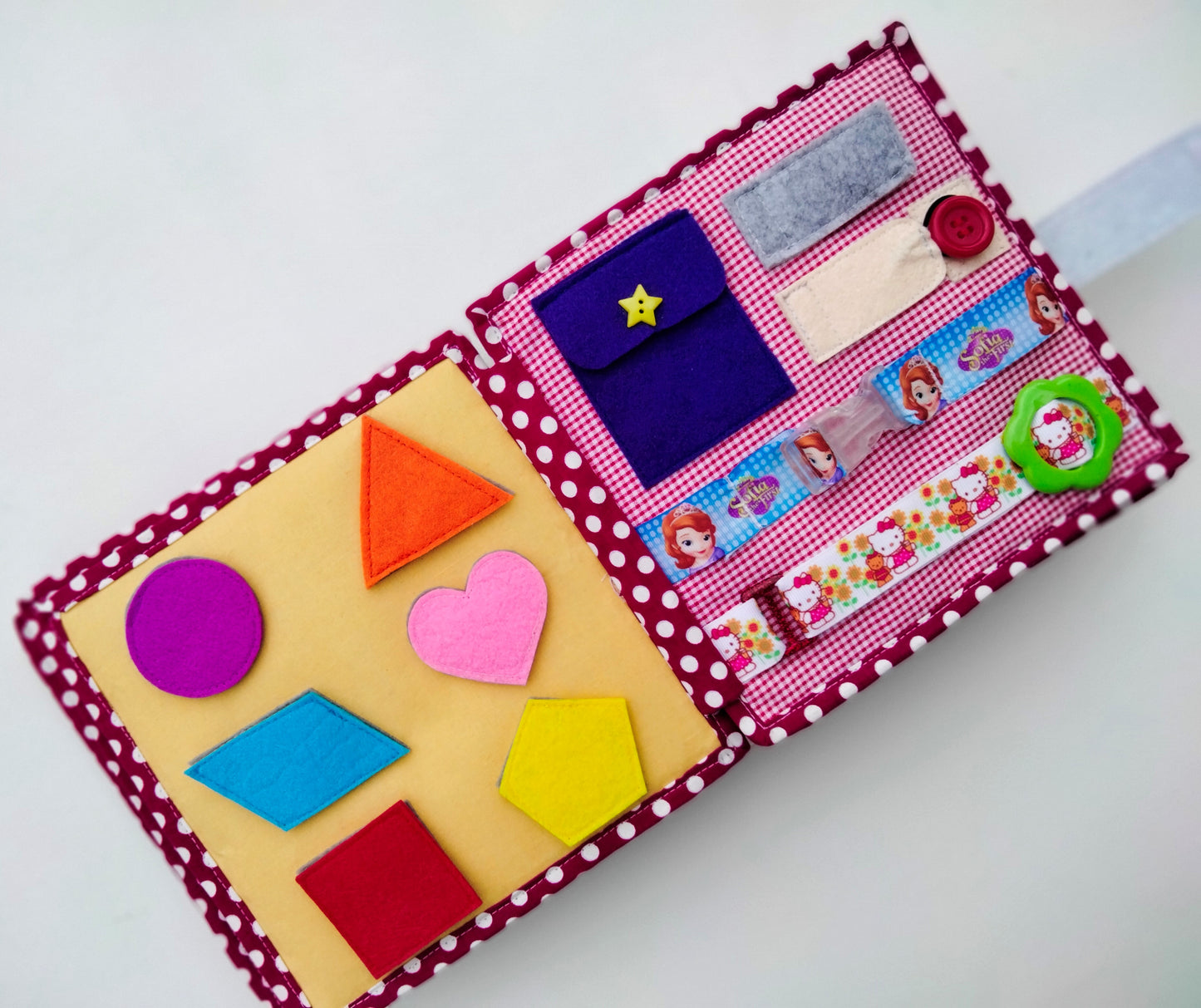 8 active pages Handmade Felt Activity Book Montessori Quite Book for Toddlers