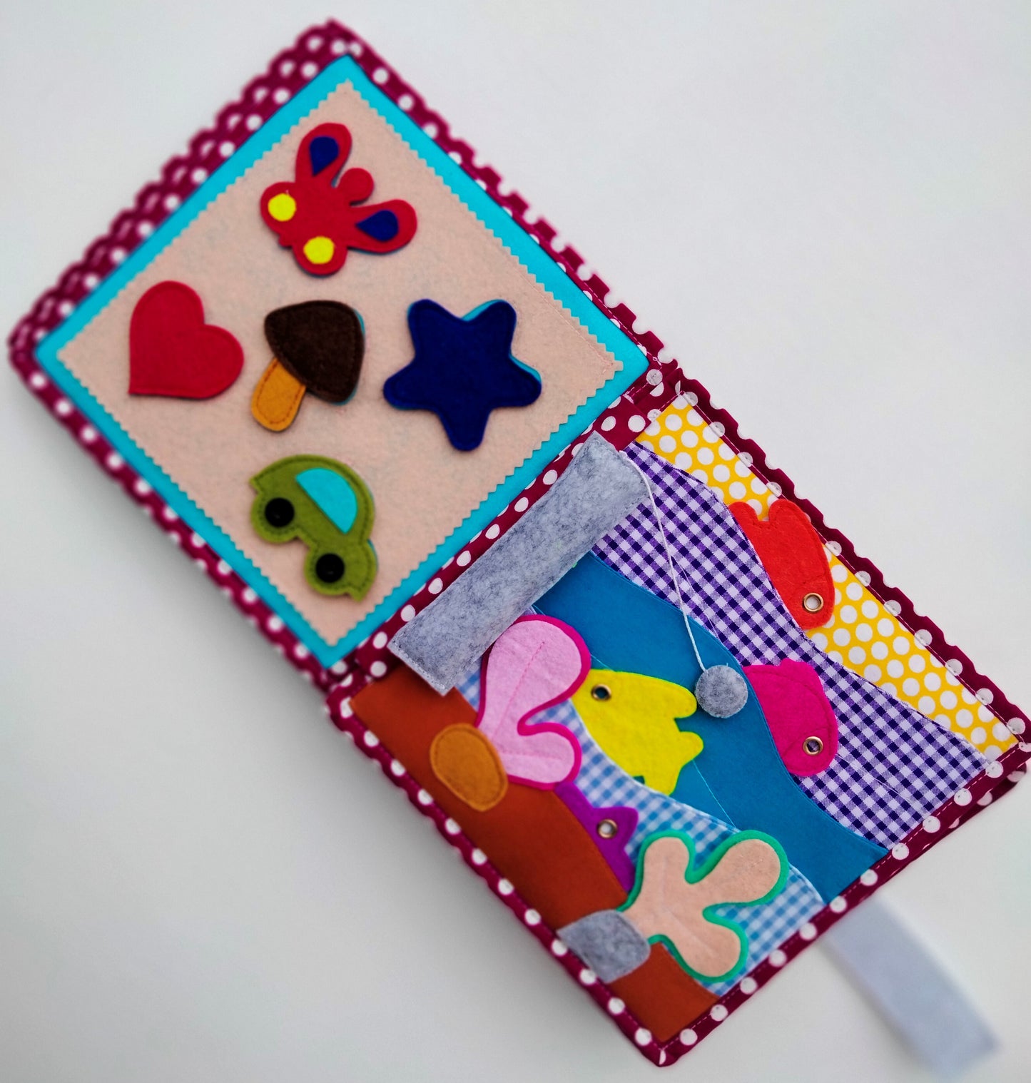 8 active pages Handmade Felt Activity Book Montessori Quite Book for Toddlers