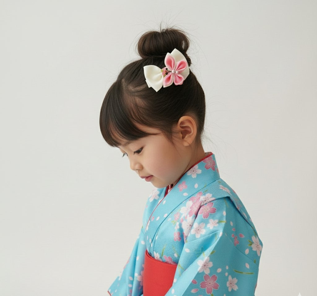 Luxury Pink & White Floral, Butterfly & Bunny Hair Clip Set with Floral Headband – 6-Piece Handmade Set