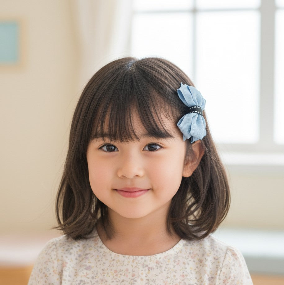 Handmade Kids Hair Clips Set of 12 – Ribbon Flower & Bow, Alligator Clips