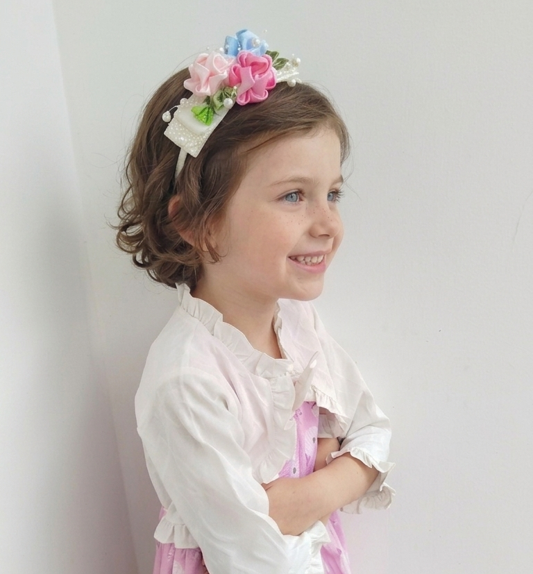 7-Piece Handmade Hair Clips & Headband Set for Girls – Multicolor Grosgrain Ribbon Bow, Flower & Bunny Hair Accessories