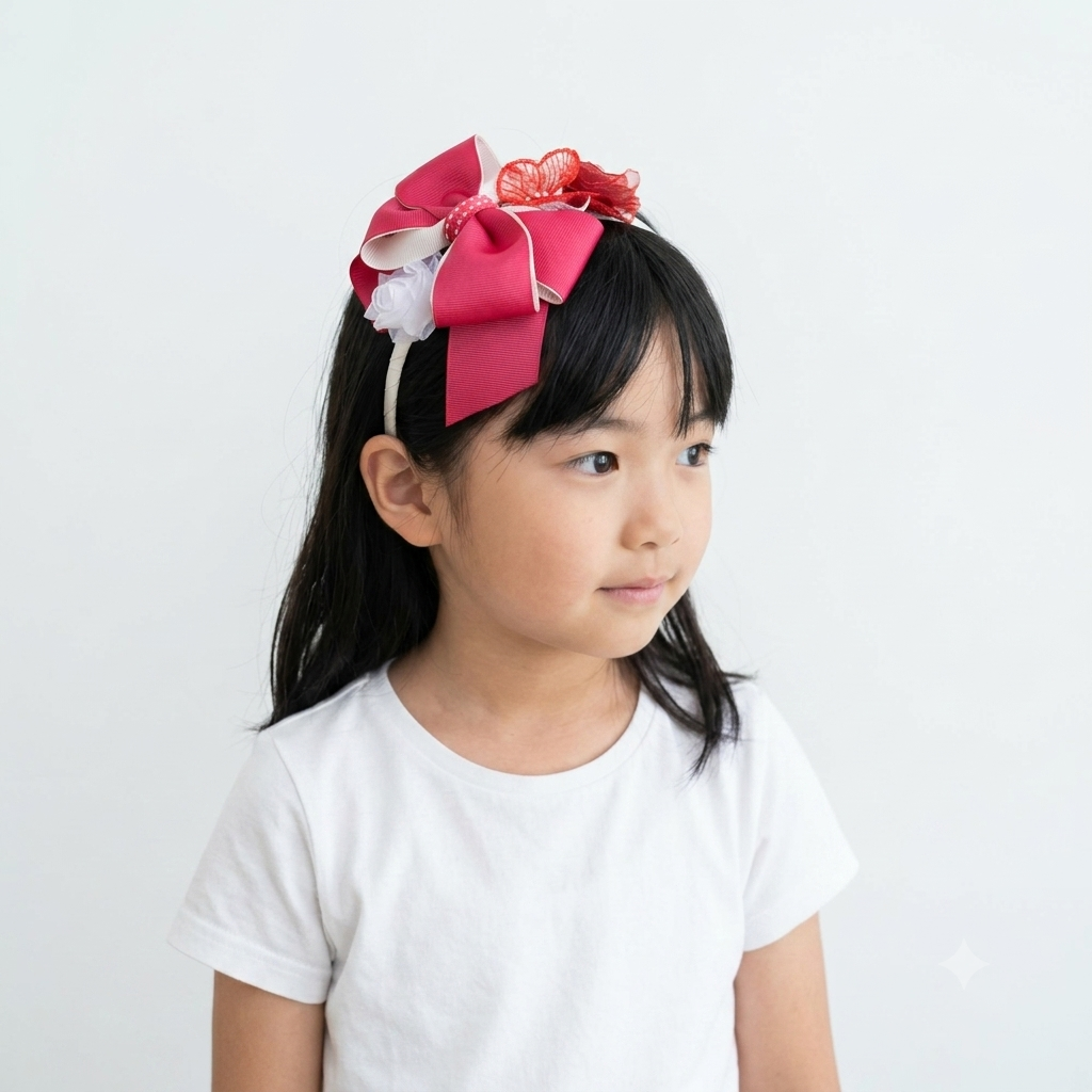 Handmade Red Hair Accessories Set – 9-Piece Floral, Bow & Butterfly Collection