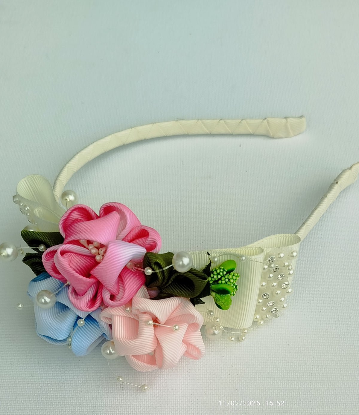 7-Piece Handmade Hair Clips & Headband Set for Girls – Multicolor Grosgrain Ribbon Bow, Flower & Bunny Hair Accessories