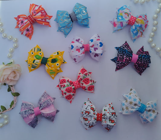 Handmade ribbon hair clips set multicolor 20 pieces