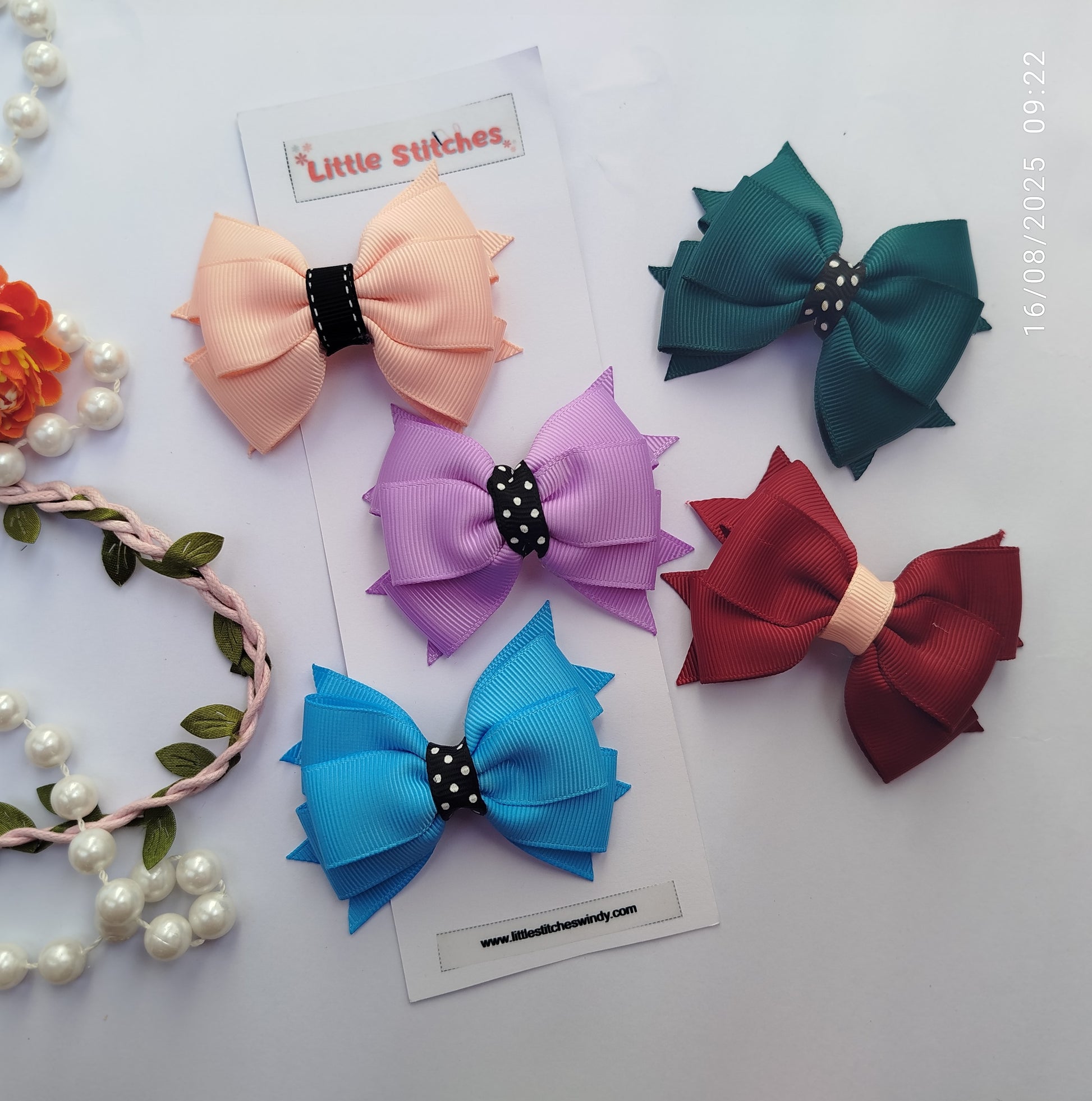 20 handmade ribbon bow hair clips in various colors, 6x8cm size, grosgrain ribbon, birthday gift, wholesale hair accessory set for girls and women