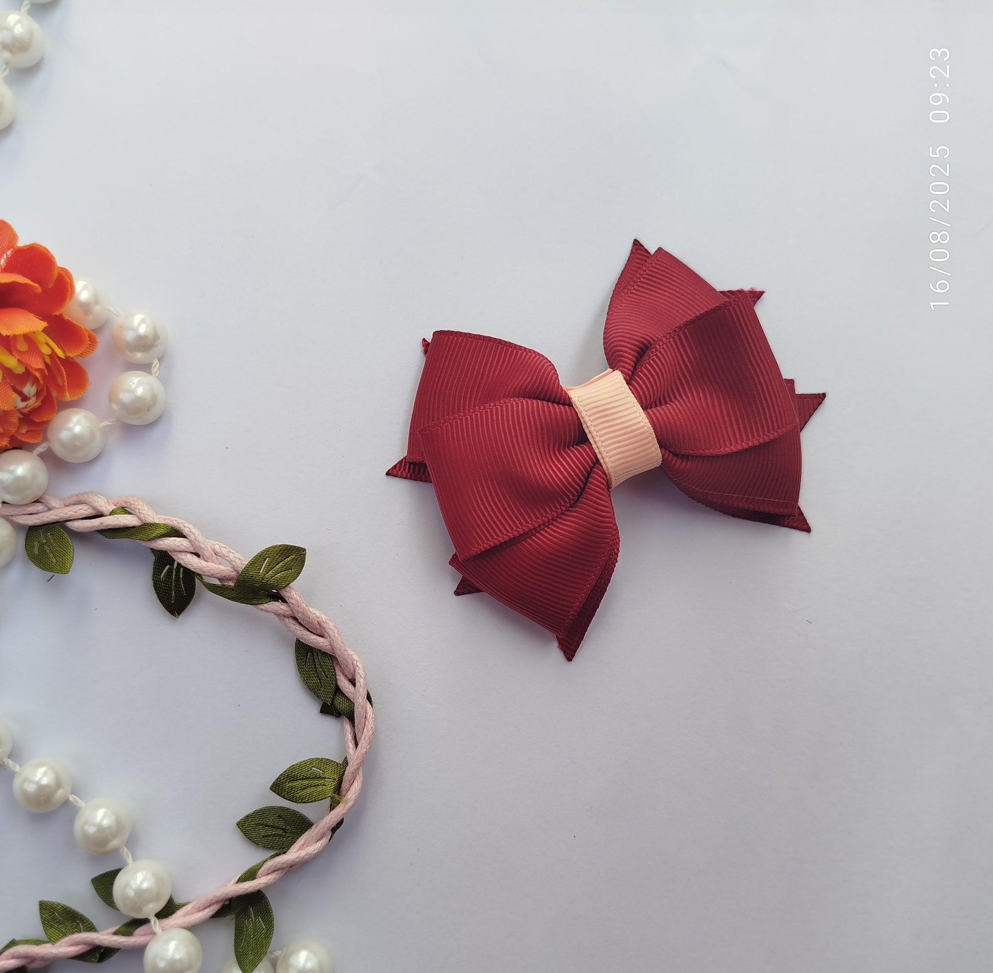 Handmade ribbon bow hair clip in plain color, 6x8cm size, unique high-quality hair accessory, perfect birthday or return gift for girls and women
