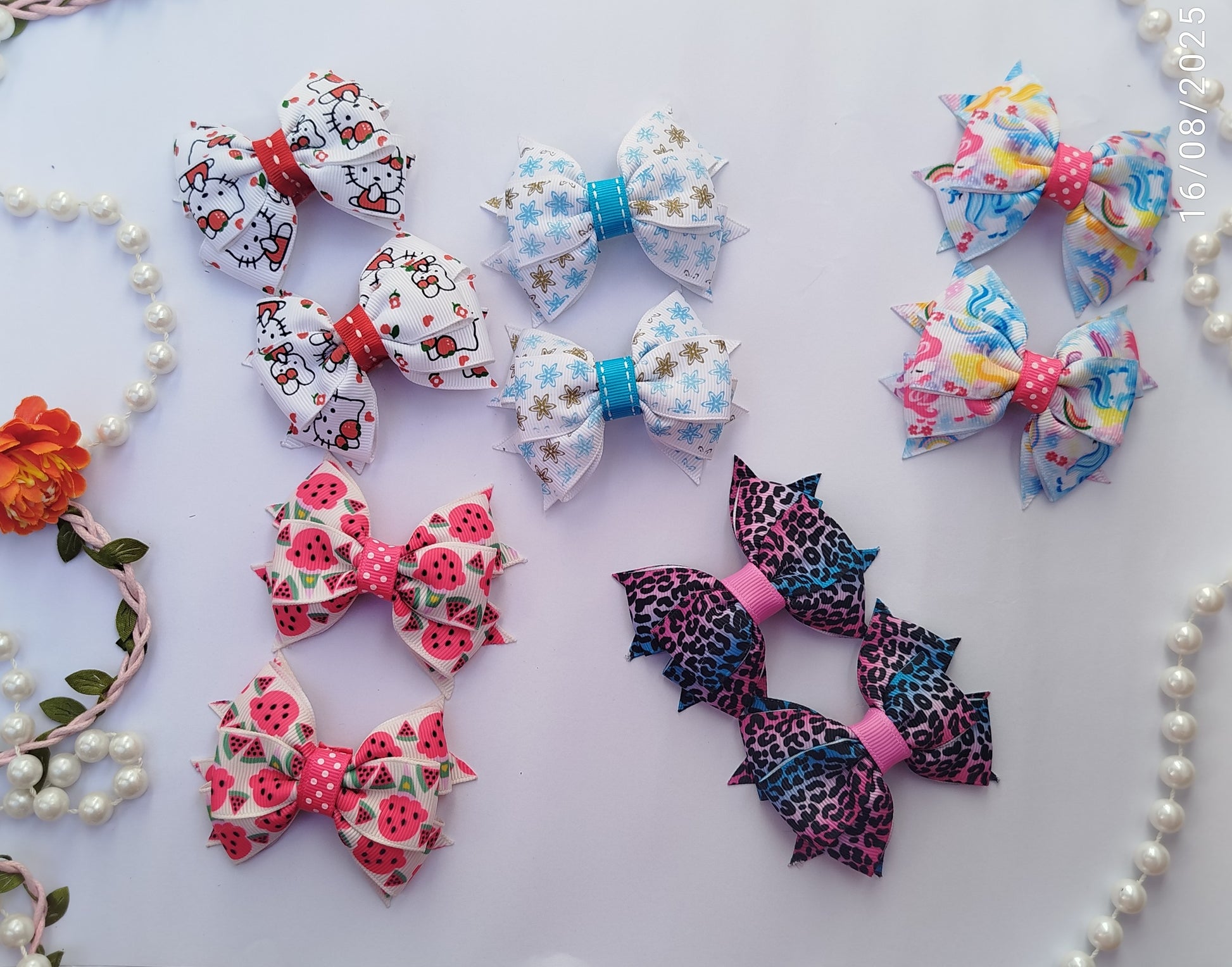 20 handmade ribbon bow hair clips in various colors, 6x8cm size, grosgrain ribbon, birthday gift, wholesale hair accessory set for girls and women