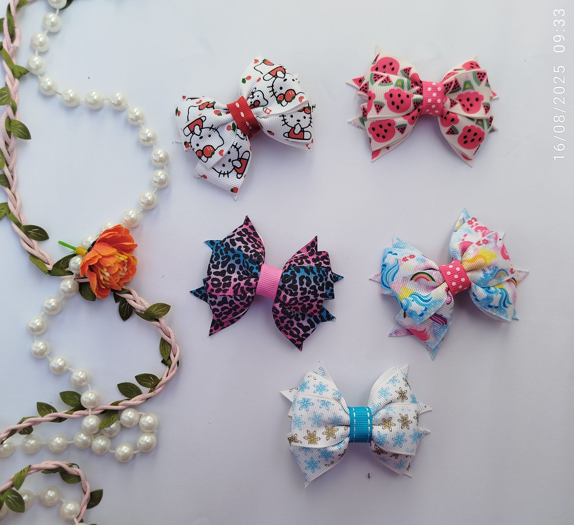20 handmade ribbon bow hair clips in various colors, 6x8cm size, grosgrain ribbon, birthday gift, wholesale hair accessory set for girls and women