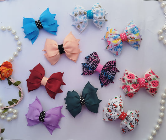 20 handmade ribbon bow hair clips in various colors, 6x8cm size, grosgrain ribbon, birthday gift, wholesale hair accessory set for girls and women