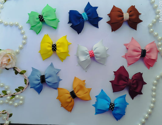 Plain multicolor handmade ribbon hair clips 20 pieces