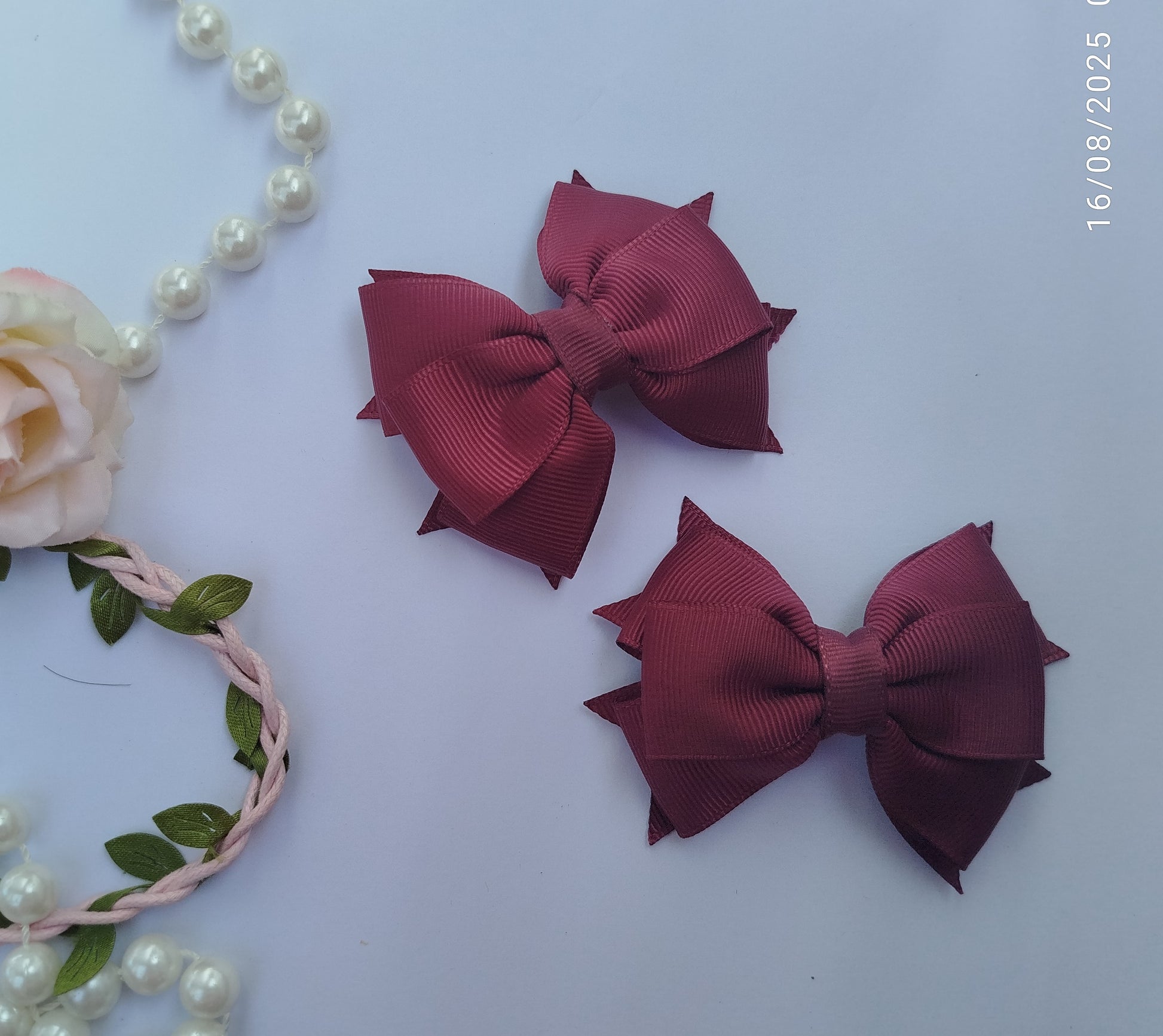 Colorful plain ribbon hair clips handmade set for girls