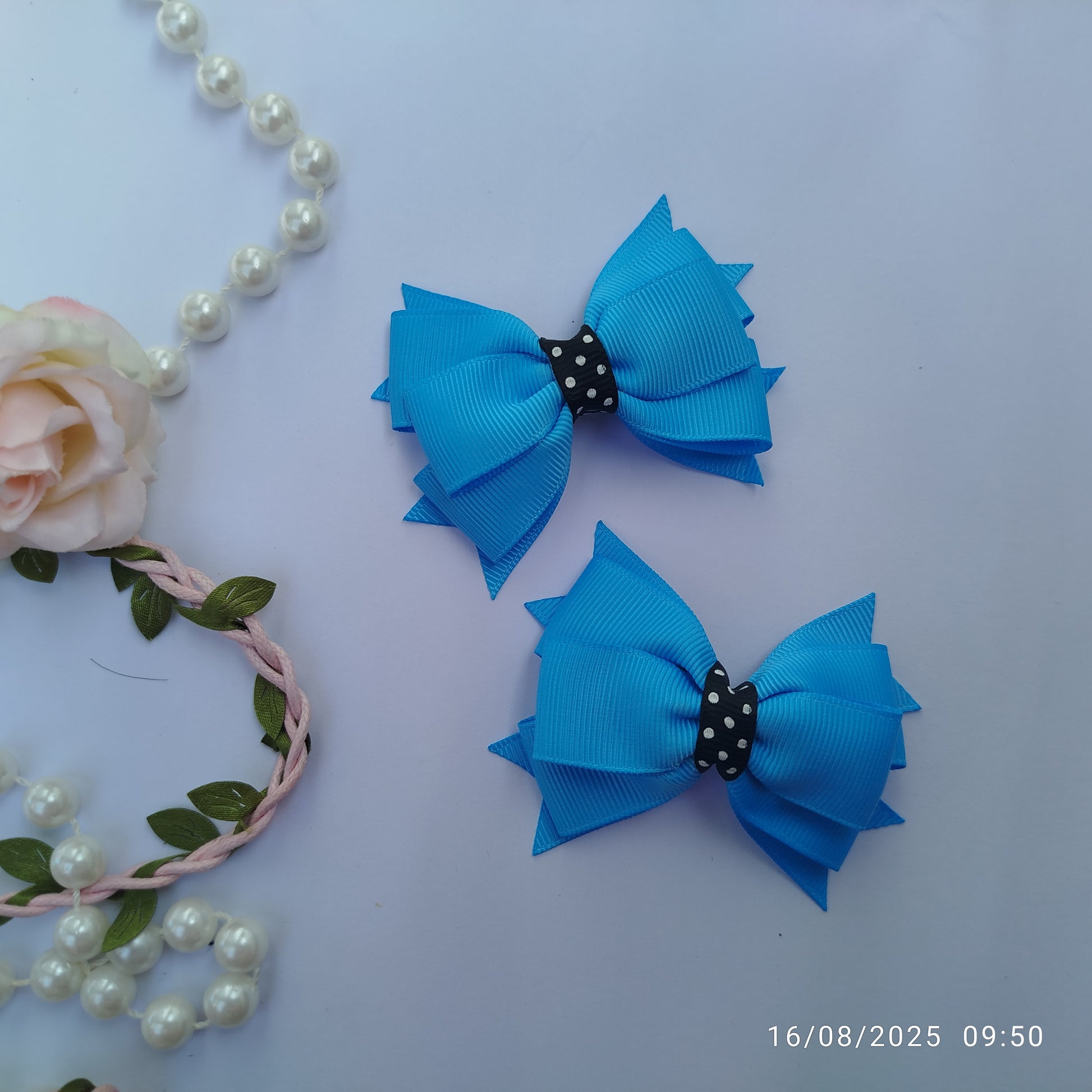 Colorful plain ribbon hair clips handmade set for girls