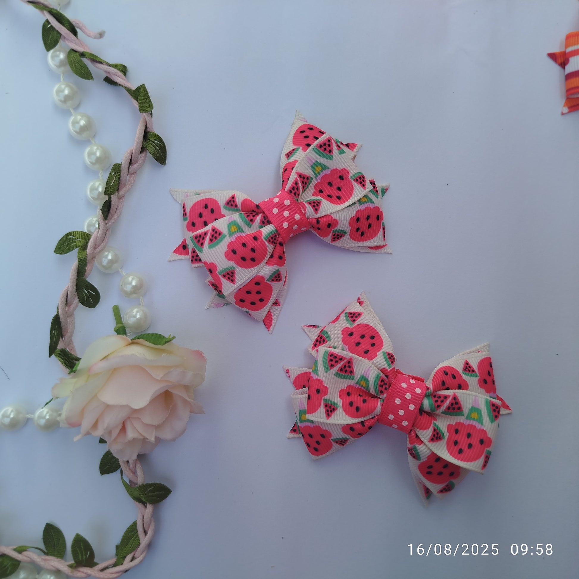 Gift set ribbon hair bows handmade for birthdays