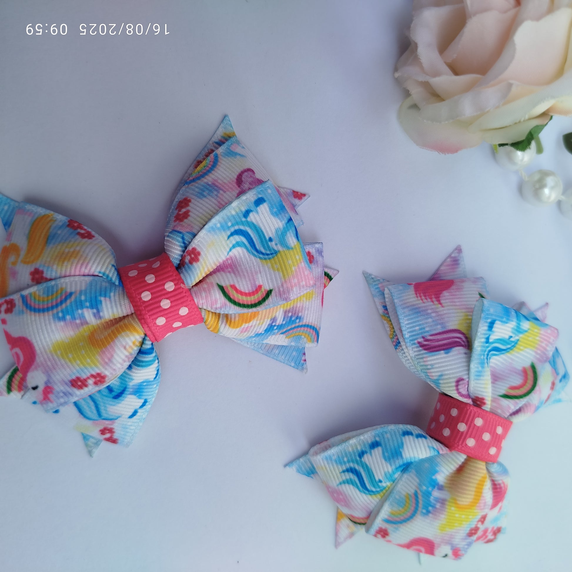 Gift set ribbon hair bows handmade for birthdays