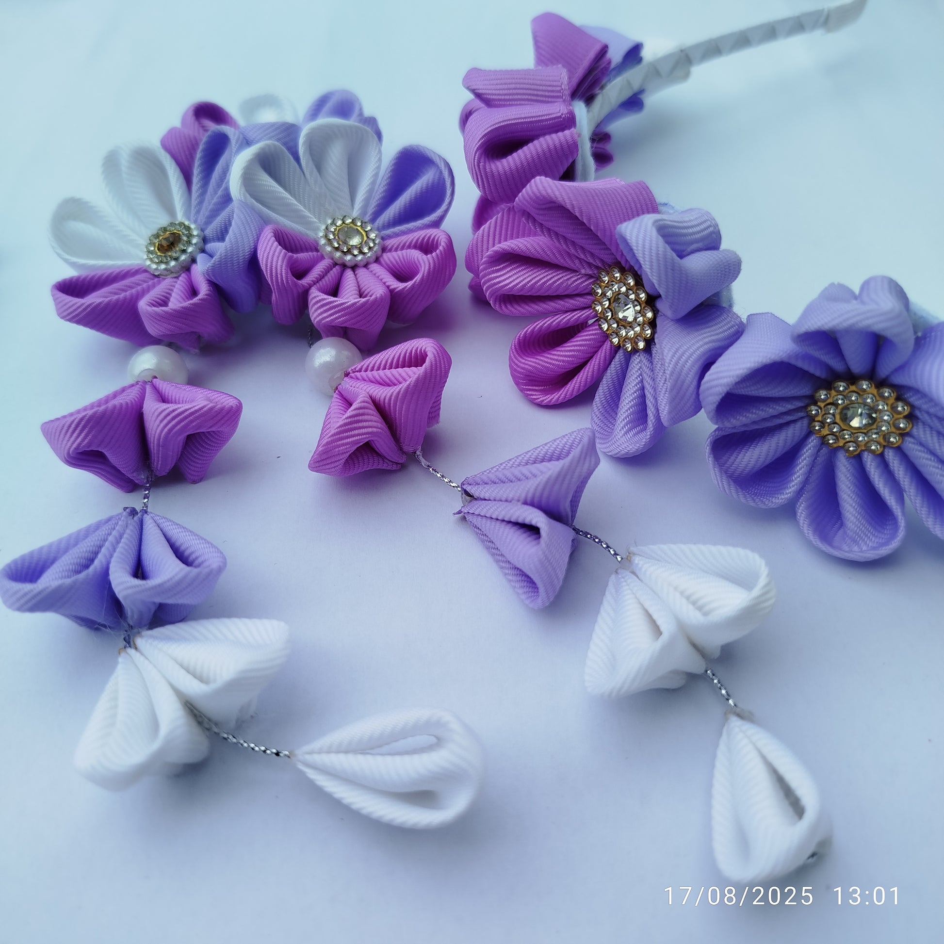 Handmade purple floral hair clip 28x8cm for mom