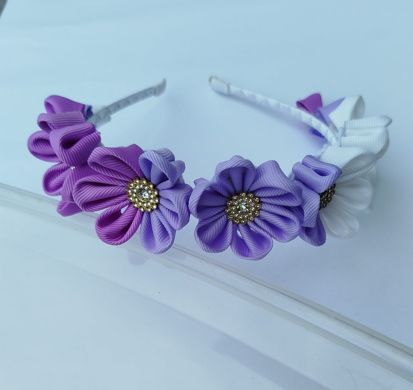 Mommy and me matching hair accessories purple flower design