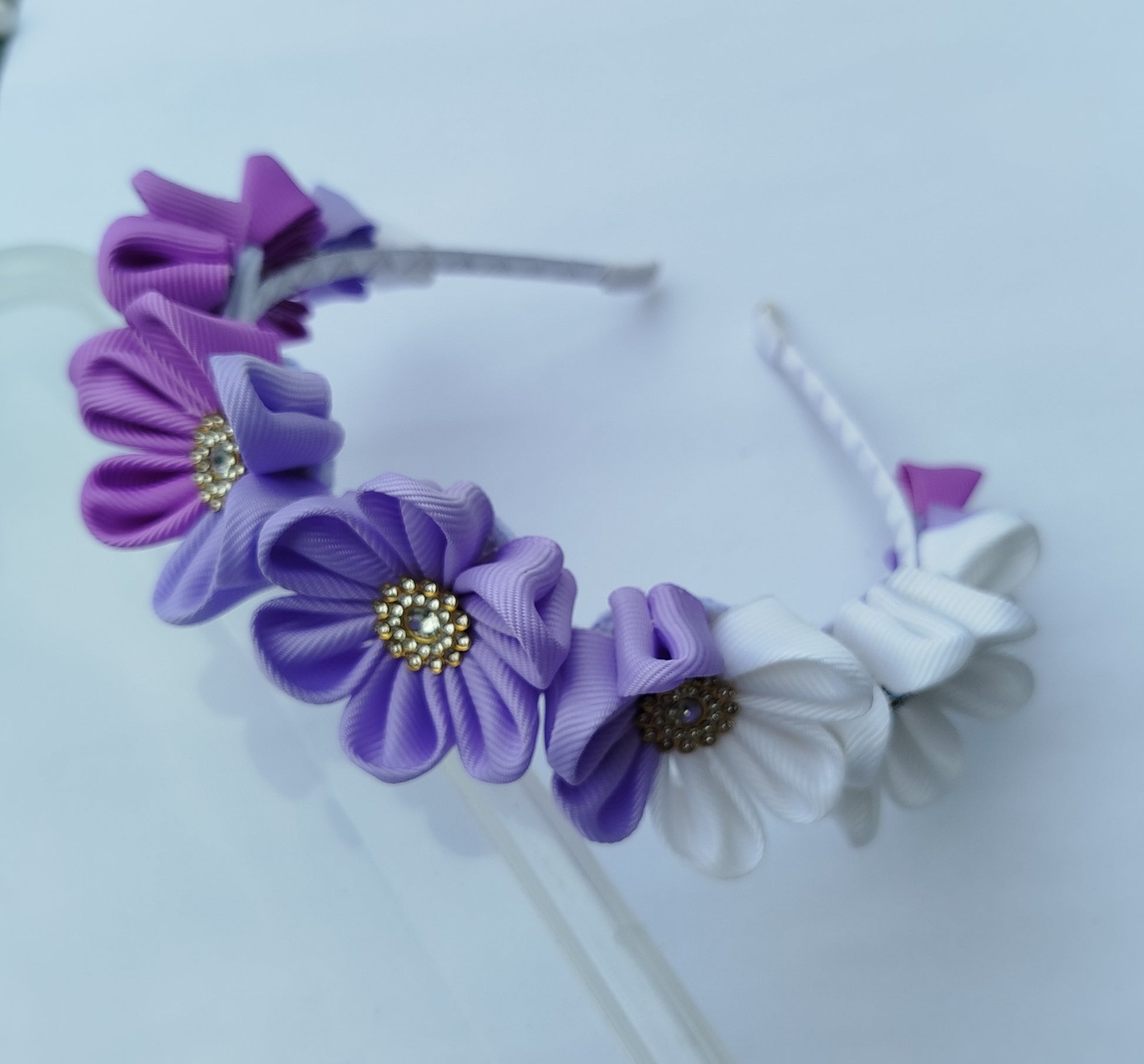 Baby purple floral headband with matching mom clip