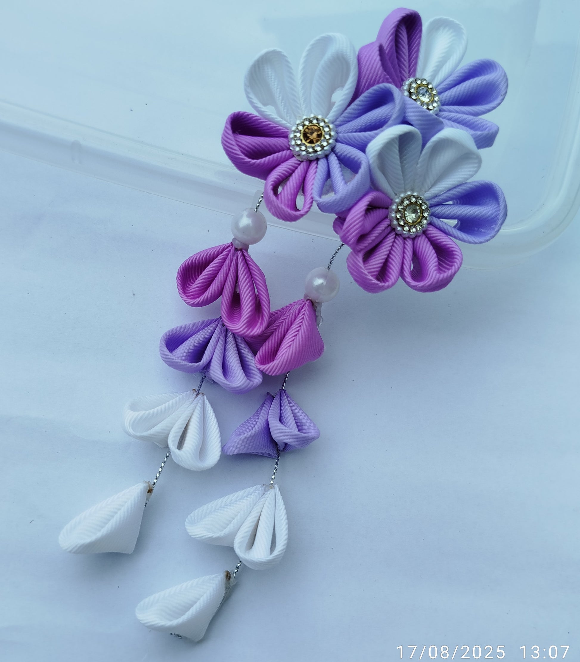 Mommy and me matching hair accessories purple flower design