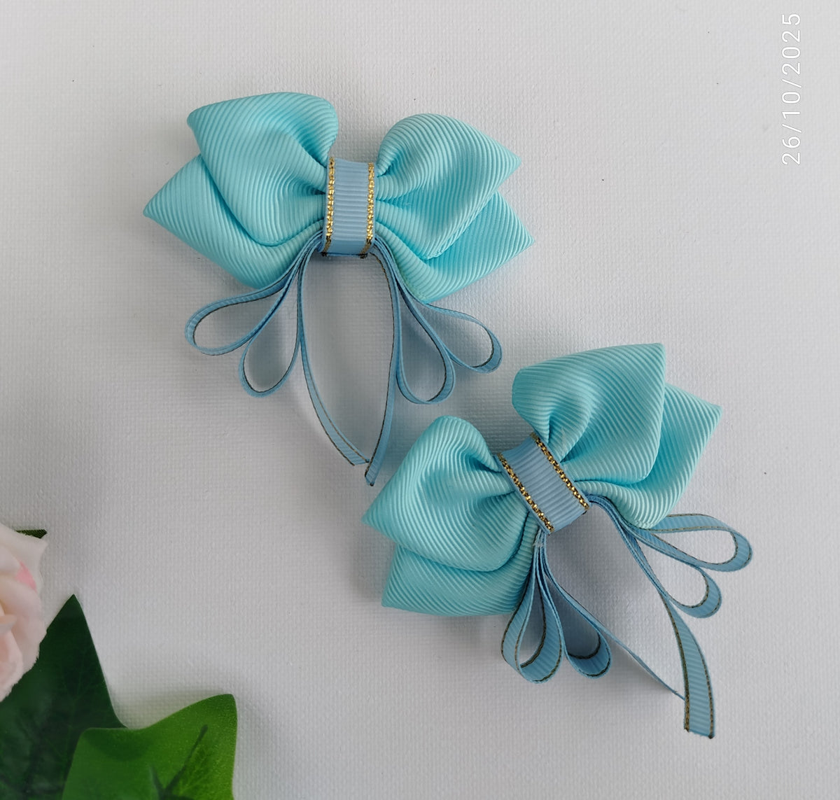 Handmade Kids Hair Clips Set of 12 – Ribbon Flower & Bow, Alligator Clips