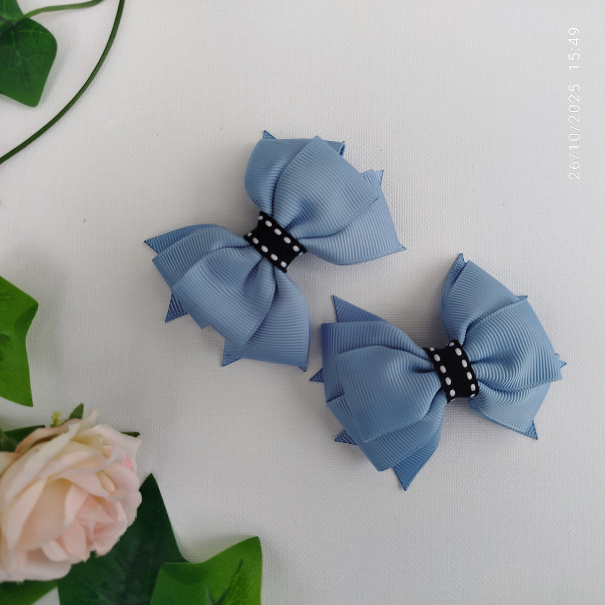 Handmade Kids Hair Clips Set of 12 – Ribbon Flower & Bow, Alligator Clips