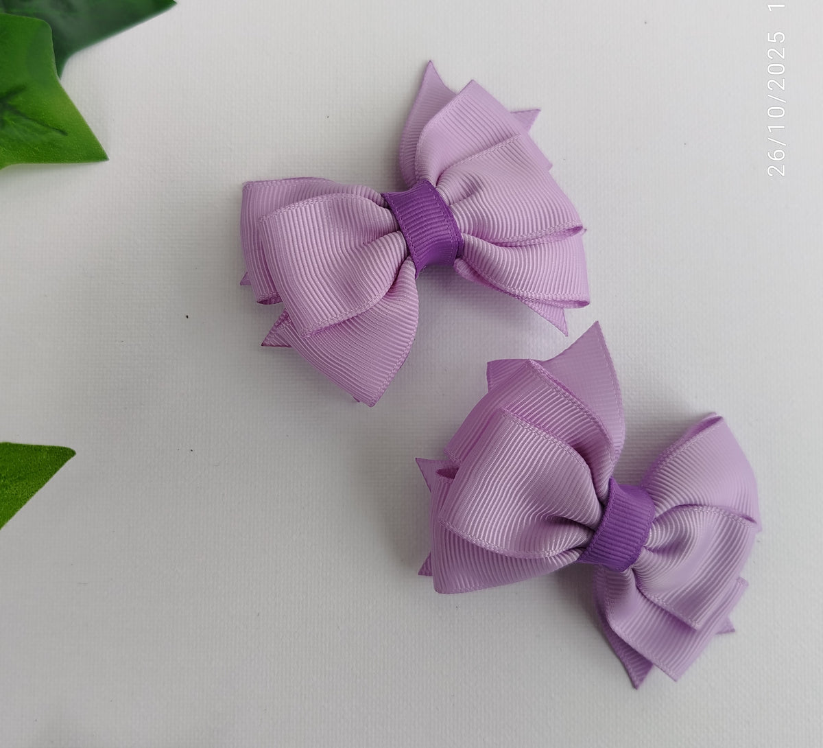 Handmade Purple Kids Hair Clips Set of 12 – Ribbon Flower & Bow Kanzashi Style Hair Bows, Alligator Clips