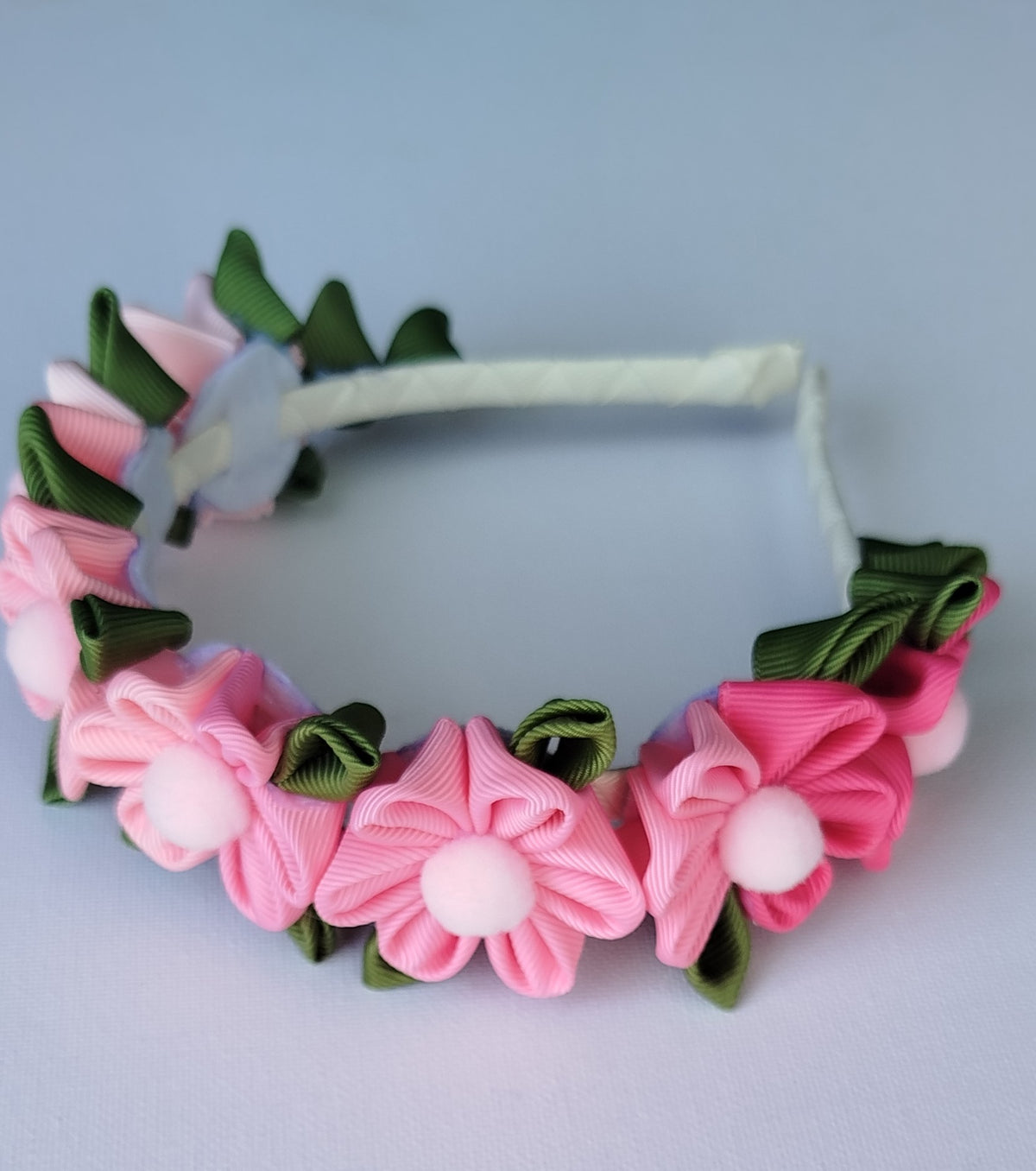 Luxury Pink & White Floral, Butterfly & Bunny Hair Clip Set with Floral Headband – 6-Piece Handmade Set