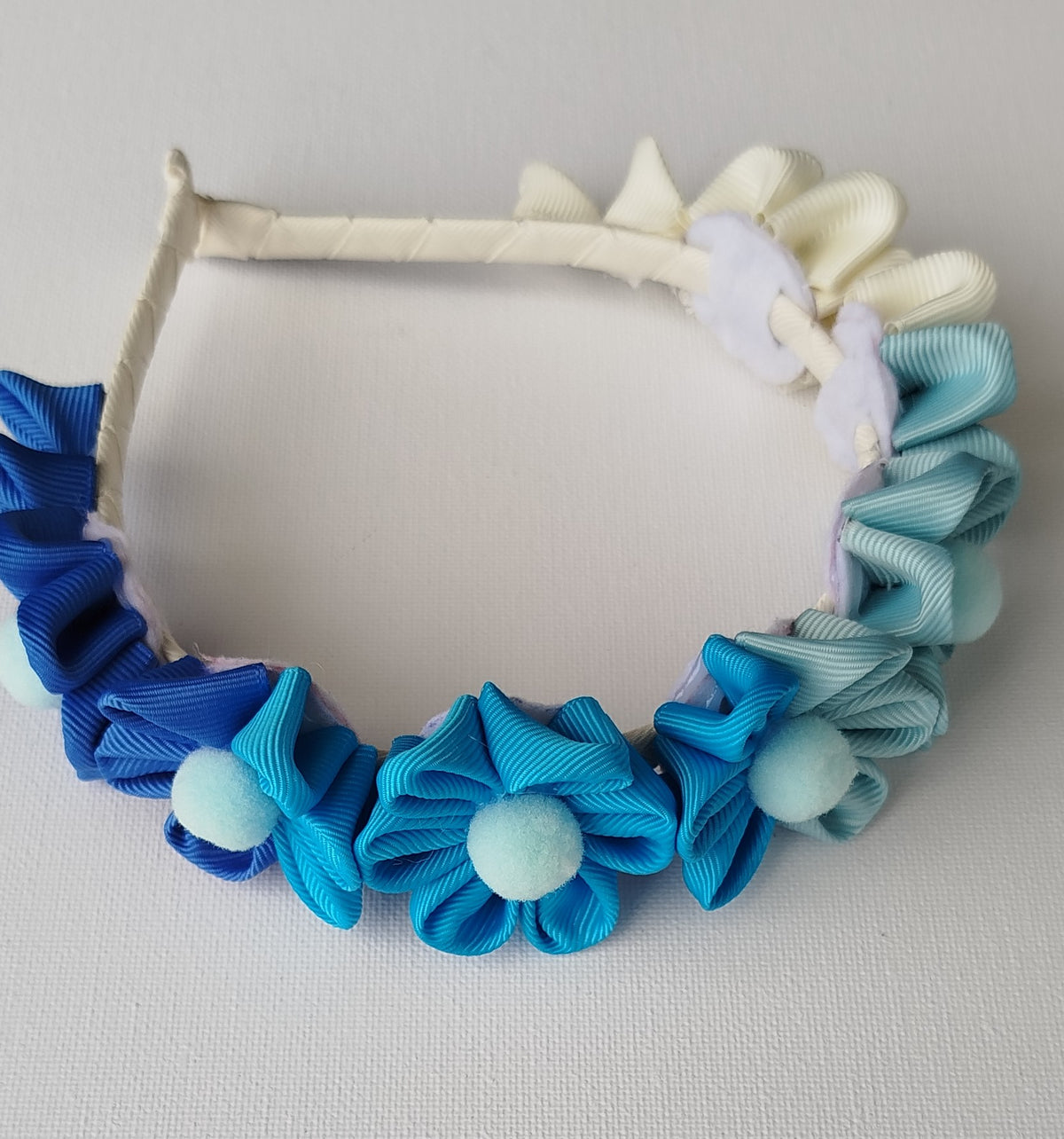 Luxury Blue & White Floral, Butterfly & Bunny Hair Clip Set with Floral Headband – 6-Piece Handmade Set
