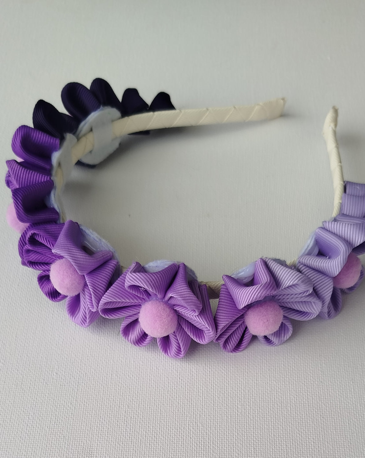 Luxury Purple & White Floral, Butterfly & Bunny Hair Clip Set with Floral Headband – 6-Piece Handmade Set