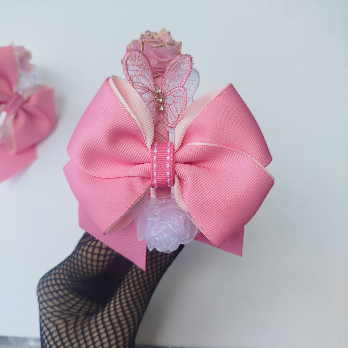 9-Piece Girls Hair Accessories Set  Pink – Handmade Grosgrain Ribbon Hair Clips & Floral Headband for Kids & Teens