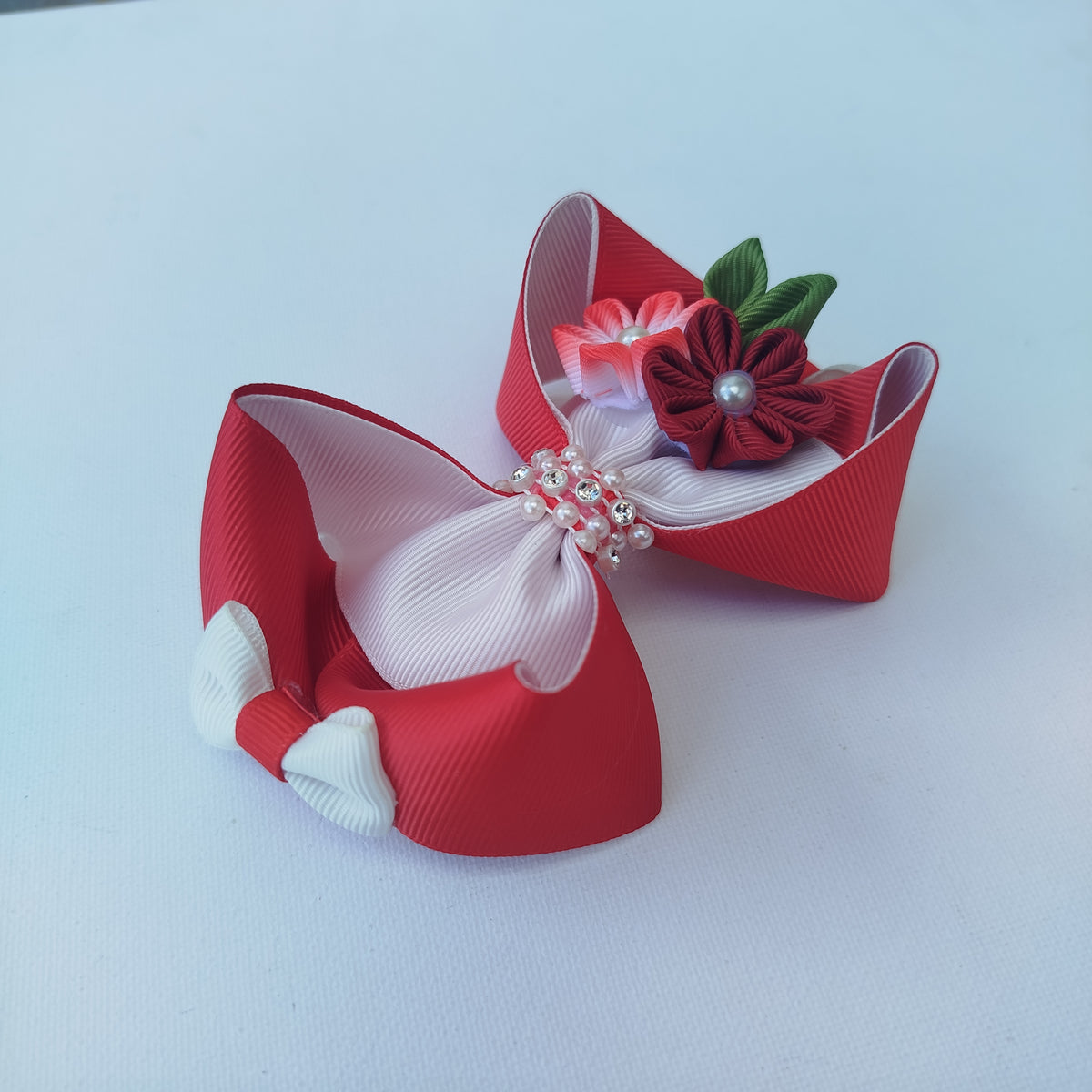 Handmade Red Hair Accessories Set – 9-Piece Floral, Bow & Butterfly Collection