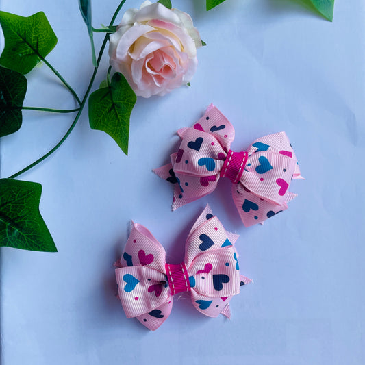 2 pcs Handmade Pink Ribbon Hair Clip for Toddlers – Grosgrain ribbon Bow with Alligator Clip | Baby Girl Hair Accessory