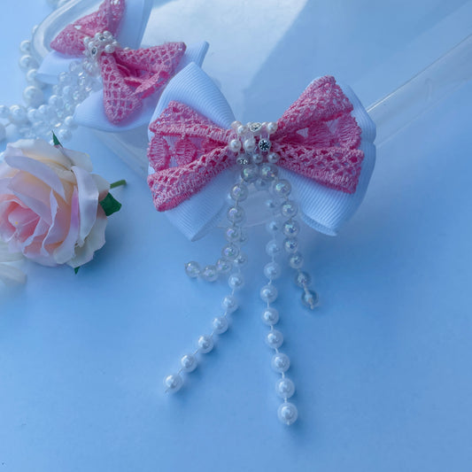 Handmade pink ribbon hair clip, unique design, alligator clip for girls, high-quality accessory, perfect for everyday wear or gifting