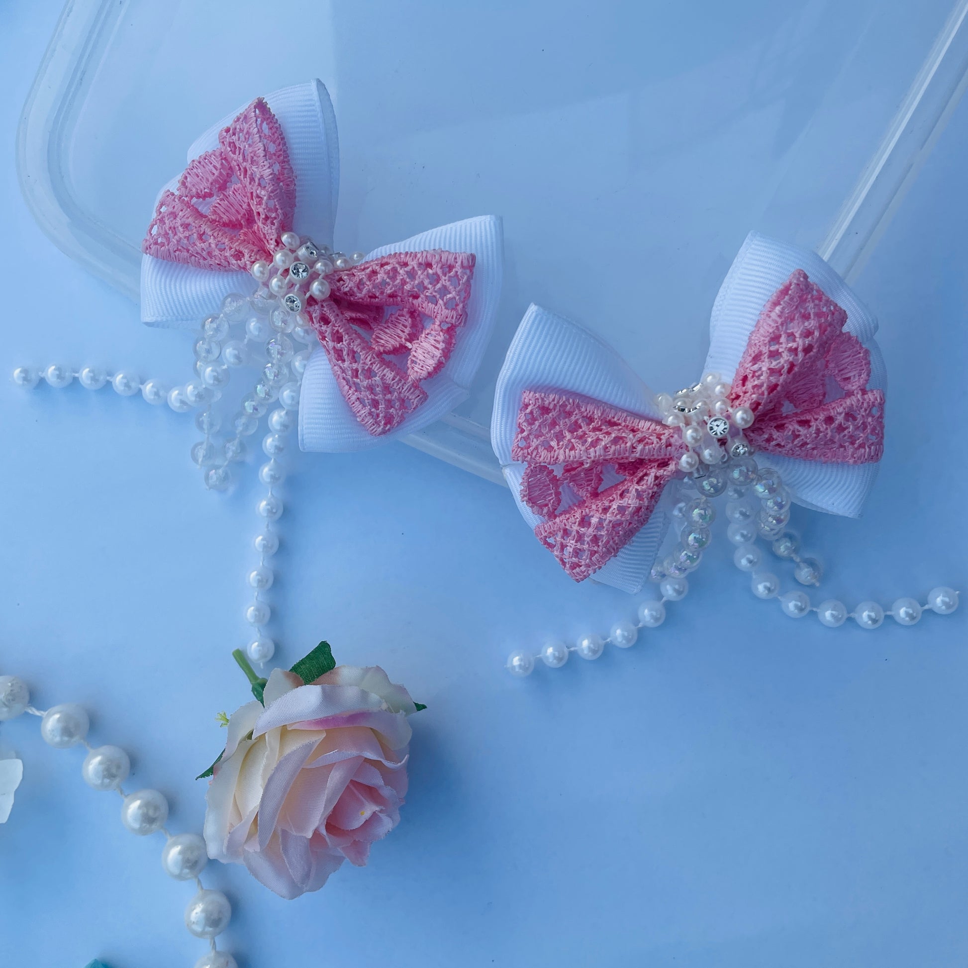 Handmade pink ribbon hair clip, unique design, girls’ accessory, gift idea, high-quality hair clip