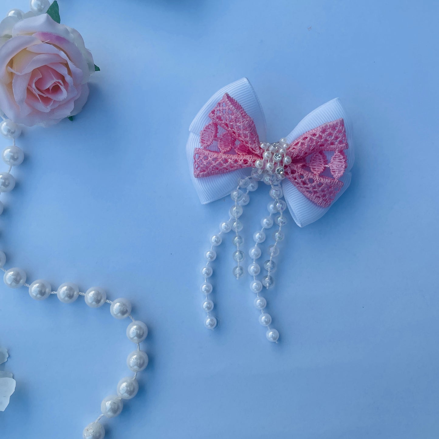 Handmade pink ribbon hair clip, unique design, girls’ accessory, gift idea, high-quality hair clip