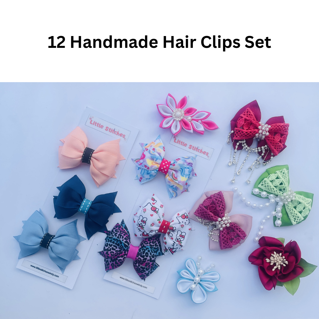 Set of 12 handmade luxury hair clips – unique design, high quality, low price, free shipping