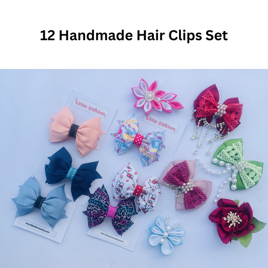 Set of 12 handmade luxury hair clips – unique design, high quality, low price, free shipping