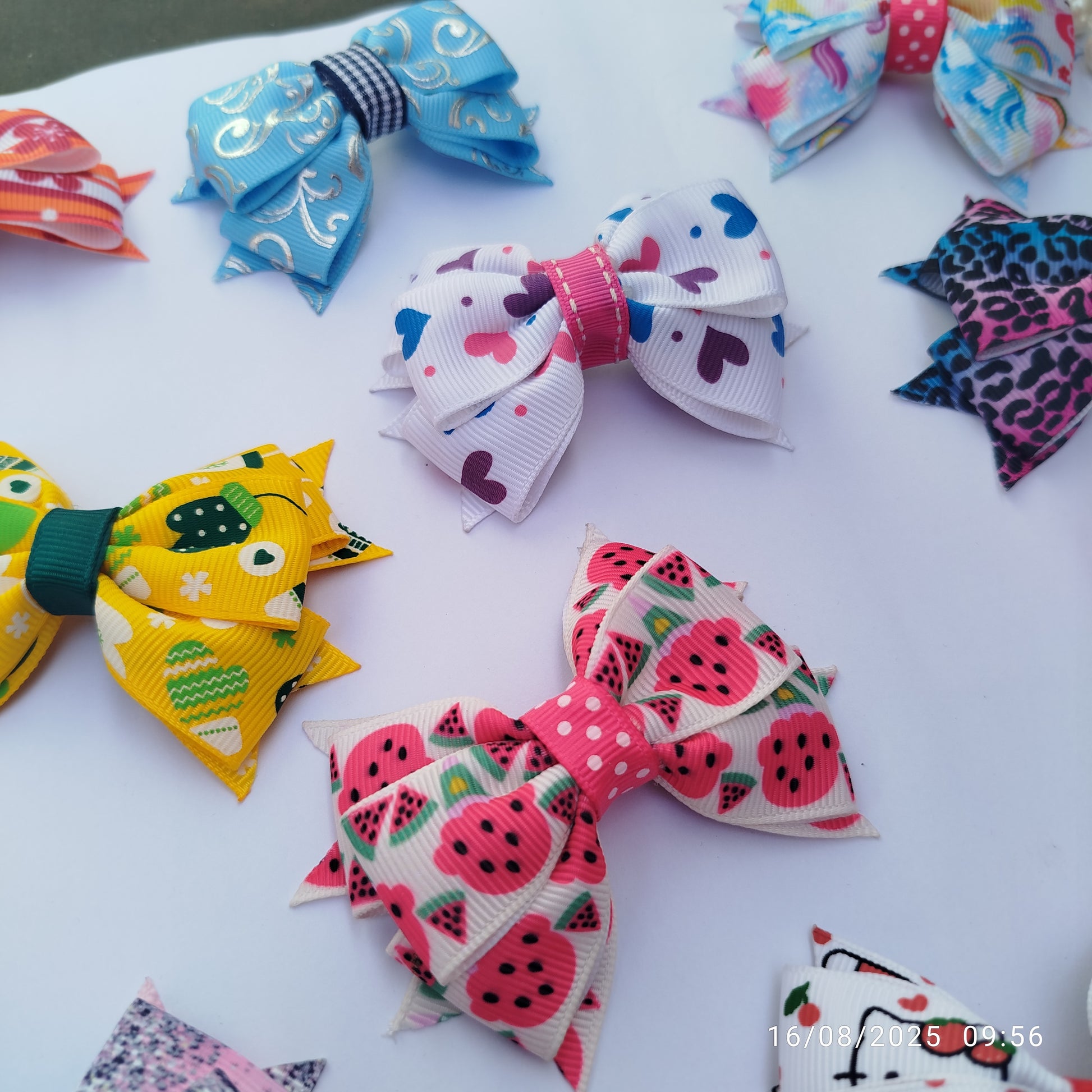 Handmade ribbon hair clips set multicolor 20 pieces